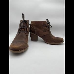Clarks Unstructured Carleta Brown Leather Lace Up Boho Ankle Booties Womens 10